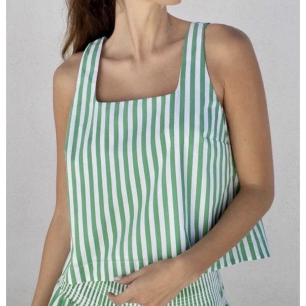 AYR Triple Threat Cotton Green Stripe Tank, Size S